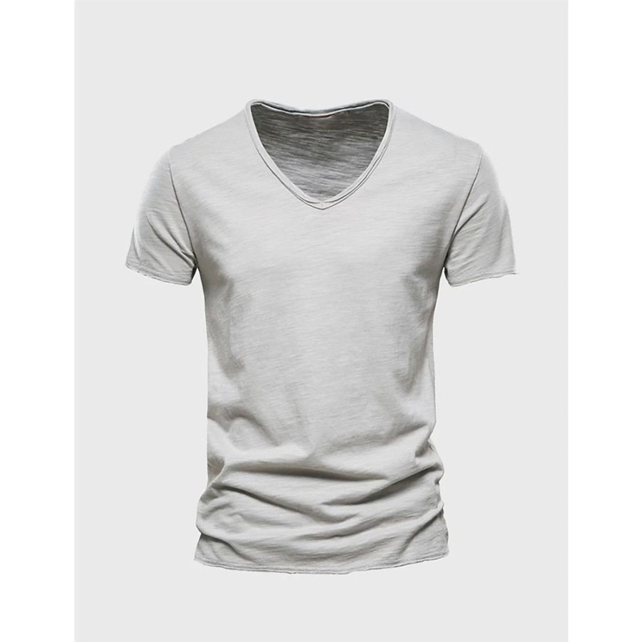 T-Shirts Et Debardeurs Pour Hommes LITB | Homme T Shirt Tee T-Shirt Plein Col V Plein Air Vacances Manches Courtes Vetement Tenue Mode Design Basique