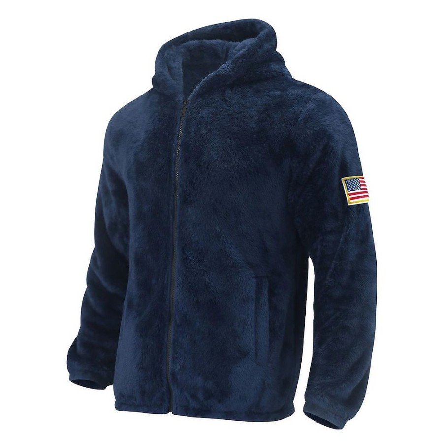 Sweats A Capuche Et Sweat-Shirts LITB | Homme Sweat A Capuche Sweat A Capuche Zippe Sherpa Flou Capuche Plein Drapeau National Sport & Loisir Du Quotidien Vacances Vetement De Rue Frais Decontractees Automne Hiver