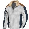 Sweats A Capuche Et Sweat-Shirts LITB | Homme Sweat Shirt Sweat-Shirt Quart De Fermeture Eclair Demi Fermeture Eclair Plein Patchwork Bloc De Couleur Sport & Loisir Du Quotidien Vacances Retro Vintage Vetement De Rue Basique Automne Gris