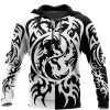 Sweats A Capuche Et Sweat-Shirts LITB | Homme Sweat A Capuche Capuche Dragon Imprimes Photos Imprimer Du Quotidien Des Sports 3D Effet Vetement De Rue Design Basique Printemps & Automne Vetement Tenue Pulls Capuche Pulls Molletonnes Noir