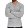 T-Shirts Et Debardeurs Pour Hommes LITB | Homme T Shirt Tee Chemise Musclee T-Shirt Chemise A Manches Longues Plein Col Chale Plein Air Vacances Manche Longue Mince Tricote Vetement Tenue Design Basique Thermique