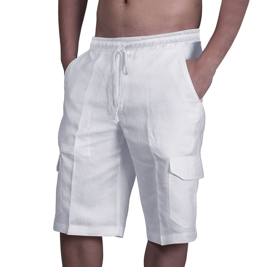 Bas Pour Hommes LITB | Homme Short Short En Lin Short D Ete Poche Plein Confort Respirable Exterieur Du Quotidien Sortie Melange De Lin & Coton Mode Vetement De Rue