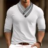 T-Shirts Et Debardeurs Pour Hommes LITB | Homme T Shirt Tee T-Shirt Chemise A Manches Longues Bloc De Couleur Col V Plein Air Vacances Manche Longue Patchwork Vetement Tenue Mode Design Basique