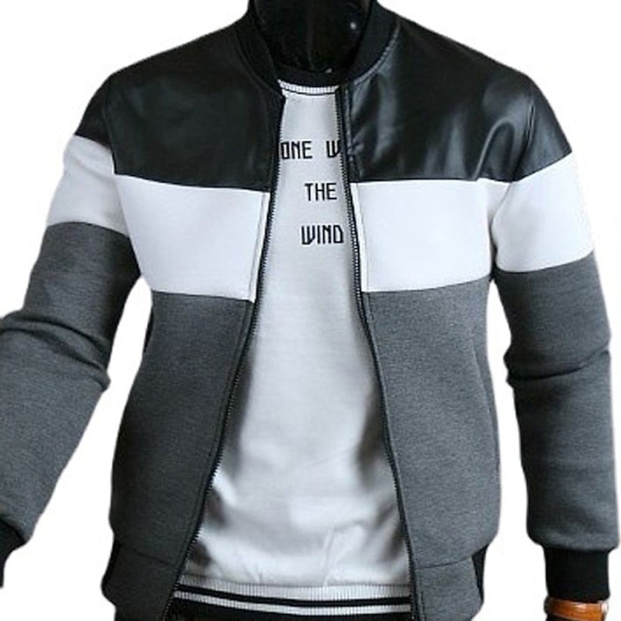 Vetements D'Exterieur Pour Hommes LITB | Homme Veste Legere Bomber Exterieur Usage Quotidien Chaud Poche Automne Hiver Plein Mode Vetement De Rue Col Mao Normal Veste