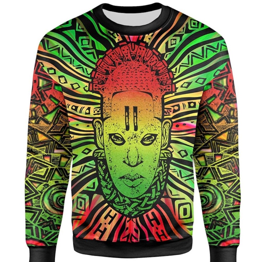 Sweats A Capuche Et Sweat-Shirts LITB | Graphic Fille Noire Afro-Americaine Homme Mode 3D Effet Sweat A Capuche Vacances Sortie Vetement De Rue Sweats Manche Longue Col Ras Du Cou Imprimer Printemps & Automne Designer Sweat A Capuche Vert