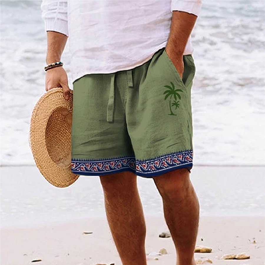 Bas Pour Hommes LITB | Homme Short Short D Ete Short De Plage Cordon Taille Elastique Impression 3D Graphic Cocotier Geometrie Respirable Doux Court Casual Du Quotidien Vacances Vetement De Rue Hawaien