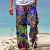 Bas Pour Hommes LITB | Homme Pantalon Pantalon Ete Pantalon De Plage Cordon Taille Elastique Impression 3D Imprimes Photos Champignon Confort Casual Du Quotidien Vacances Melange De Coton Vetement De Rue Hawaien