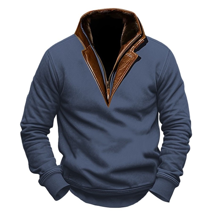 Sweats A Capuche Et Sweat-Shirts LITB | Homme Sweat Shirt Sweat-Shirt Quart De Fermeture Eclair Demi Fermeture Eclair Plein Poche Sport & Loisir Du Quotidien Vacances Vetement De Rue Basique Decontractees Printemps