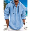 Boutique De Linge LITB | Homme Chemise Chemise Lin Chemisette Chemise D Ete Chemise De Plage Manche Longue Plein Capuche Printemps Ete Casual Du Quotidien Vetement Tenue