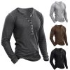 T-Shirts Et Debardeurs Pour Hommes LITB | Homme T Shirt Tee Chemise Henley Shirt T-Shirt Plein Henley Plein Air Vacances Manche Longue Vetement Tenue Mode Design Basique