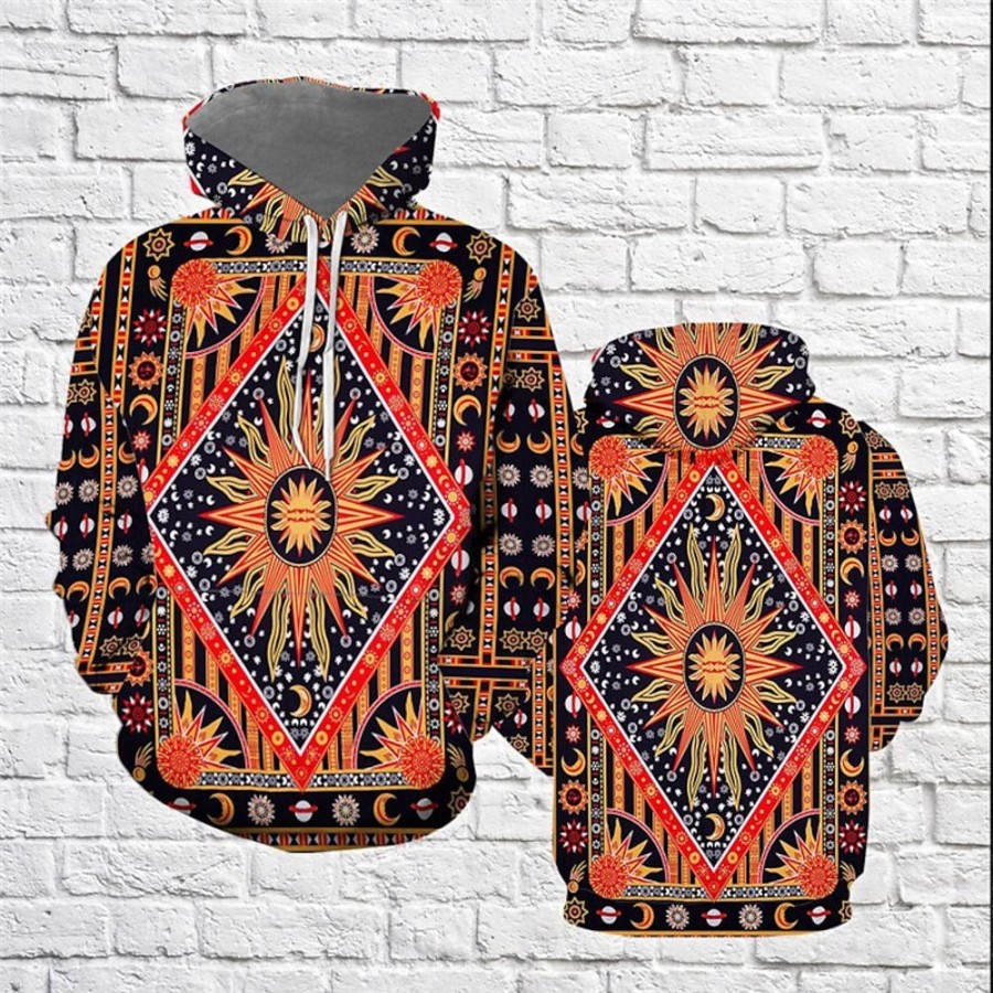 Sweats A Capuche Et Sweat-Shirts LITB | Homme Sweat A Capuche Capuche Tribal Imprimes Photos Imprimer Du Quotidien Des Sports 3D Effet Vetement De Rue Design Basique Printemps & Automne Vetement Tenue Pulls Capuche Pulls Molletonnes Orange