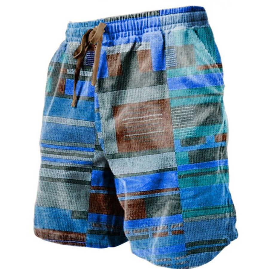 Bas Pour Hommes LITB | Homme Short Short D Ete Short De Plage Cordon Taille Elastique Impression 3D Graphic Mariniere Geometrie Respirable Doux Court Casual Du Quotidien Vacances Vetement De Rue Hawaien Clair