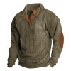 Sweats A Capuche Et Sweat-Shirts LITB | Homme Sweat Shirt Col Mao Bloc De Couleur Patchwork Sport & Loisir Du Quotidien Vacances Velours Cotele Retro Vintage Decontractees Tactique Printemps & Automne Vetement Tenue Pulls Capuche Marron