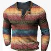 T-Shirts Et Debardeurs Pour Hommes LITB | Graphic Mosaique Colore Mode Design Decontractees Homme 3D Effet Chemise Henley Shirt T-Shirt Gaufre Sport Exterieur Vacances Festival T-Shirt Manche Longue Henley Chemise Printemps