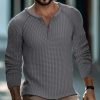 T-Shirts Et Debardeurs Pour Hommes LITB | Homme T Shirt Tee Chemise Gaufree Chemise Henley Shirt T-Shirt Chemise A Manches Longues Plein Henley Plein Air Vacances Manche Longue Vetement Tenue Mode Design Basique