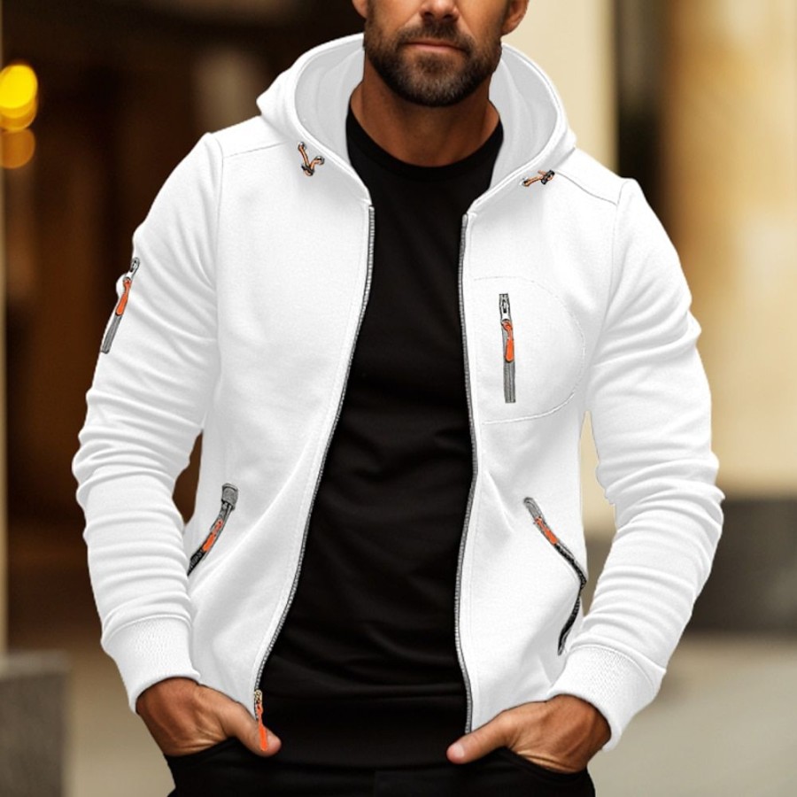 Sweats A Capuche Et Sweat-Shirts LITB | Homme Sweat A Capuche Sweats A Capuche Zippes Capuche Plein Sport & Loisir Du Quotidien Vacances Vetement De Rue Frais Decontractees Printemps & Automne Vetement