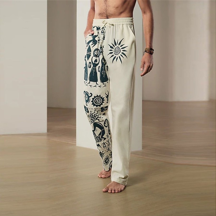 Boutique De Linge LITB | Tribal Impression Bandana Retro Vintage Homme Impression 3D Pantalon En Lin Pantalon Exterieur Plein Air Sortie Polyester S M L Taille Mediale Elasticite Pantalon