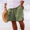 Bas Pour Hommes LITB | Homme Short Short D Ete Short De Plage Imprimer Zippe Cordon Cocotier Confort Respirable Court Du Quotidien Vacances Sortie Melange De Coton Hawaien Decontractees