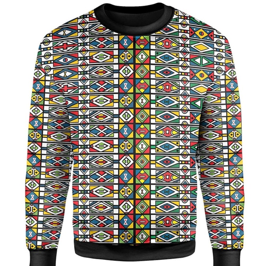 Sweats A Capuche Et Sweat-Shirts LITB | Graphic Geometrique Homme Du Quotidien 3D Effet Sweat A Capuche Vacances Sortie Vetement De Rue Sweats Manche Longue Col Ras Du Cou Imprimer Printemps & Automne Designer Sweat A Capuche Bleu