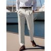 Bas Pour Hommes LITB | Homme Pantalon De Costume Pantalon Pantalon Plisse Pantalon De Costume Bouton Poche Avant Jambe Droite Plein Confort Respirable Entreprise Du Quotidien Vacances Mode Chic Et Moderne