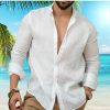 Chemises Pour Hommes LITB | Homme Chemise Lin Chemise Boutonnee Chemise Decontractee Chemisette Chemise D Ete Chemise De Plage Manche Longue Plein Revers Printemps Ete Casual Du Quotidien Vetement Tenue