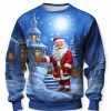 Sweats A Capuche Et Sweat-Shirts LITB | Graphic Pere Noel Homme Mode 3D Effet Sweat A Capuche Vacances Sortie Vetement De Rue Sweats Manche Longue Col Ras Du Cou Imprimer Printemps & Automne Designer Sweat A Capuche Bleu