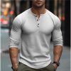 T-Shirts Et Debardeurs Pour Hommes LITB | Homme T Shirt Tee Chemise Henley Shirt T-Shirt Chemise A Manches Longues Plein Henley Plein Air Vacances Manche Longue Vetement Tenue Mode Design Basique