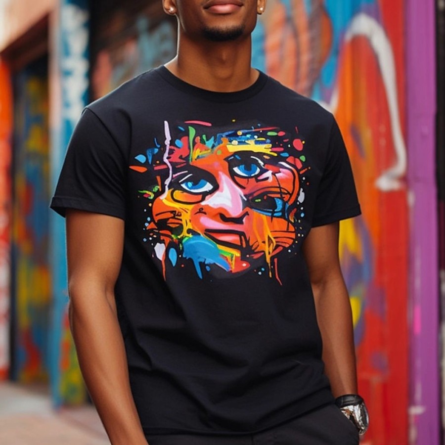 T-Shirts Et Debardeurs Pour Hommes LITB | Carnaval Graphique Dessin Anime Quotidien Designer Retro Vintage Hommes Impression 3D T-Shirt Sports De Plein Air Vacances Sortir T-Shirt Blanc Manches Courtes Col Rond Chemise Printemps&