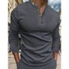 T-Shirts Et Debardeurs Pour Hommes LITB | Homme T Shirt Tee Chemise Henley Gaufree Chemise Henley Shirt T-Shirt Chemise A Manches Longues Bloc De Couleur Henley Plein Air Vacances Manche Longue Patchwork Vetement Tenue Mode Design Basique