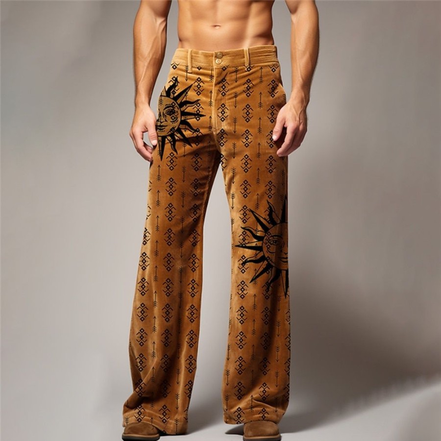 Bas Pour Hommes LITB | Soleil Tribal Impression Bandana Retro Vintage Homme Impression 3D Pantalon En Velours Cotele Pantalon Exterieur Usage Quotidien Vetement De Rue Polyester S M L Taille Mediale