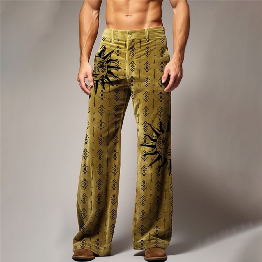 Bas Pour Hommes LITB | Soleil Tribal Impression Bandana Retro Vintage Homme Impression 3D Pantalon En Velours Cotele Pantalon Exterieur Usage Quotidien Vetement De Rue Polyester S M L Taille Mediale