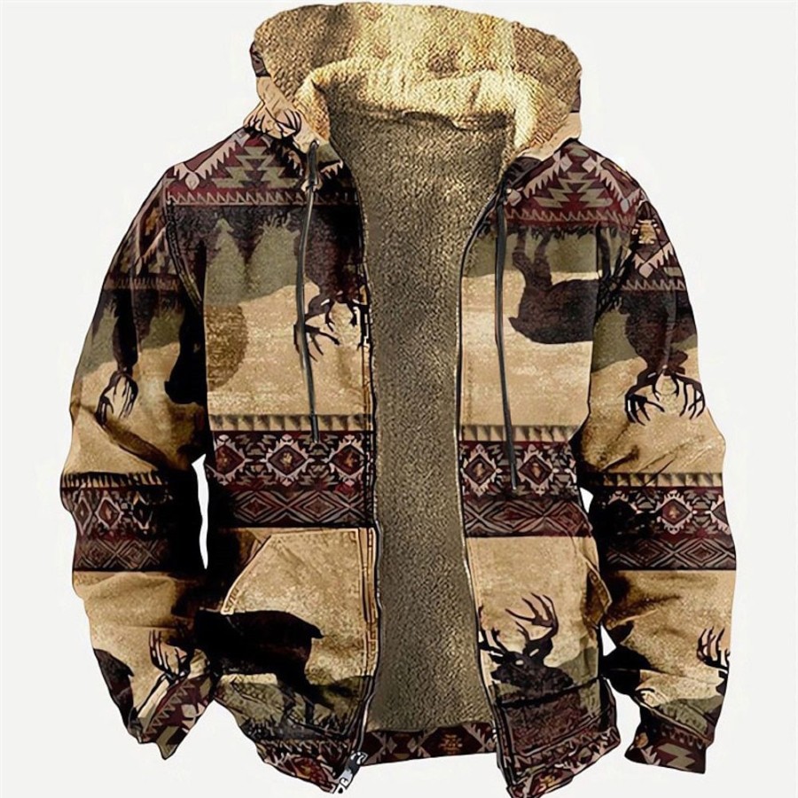 Sweats A Capuche Et Sweat-Shirts LITB | Animal Chaque Homme Du Quotidien 3D Effet Sweat A Capuche Zippe Vacances Sortie Sweats A Capuche Manche Longue Capuche Toison Hiver Designer Sweat A Capuche