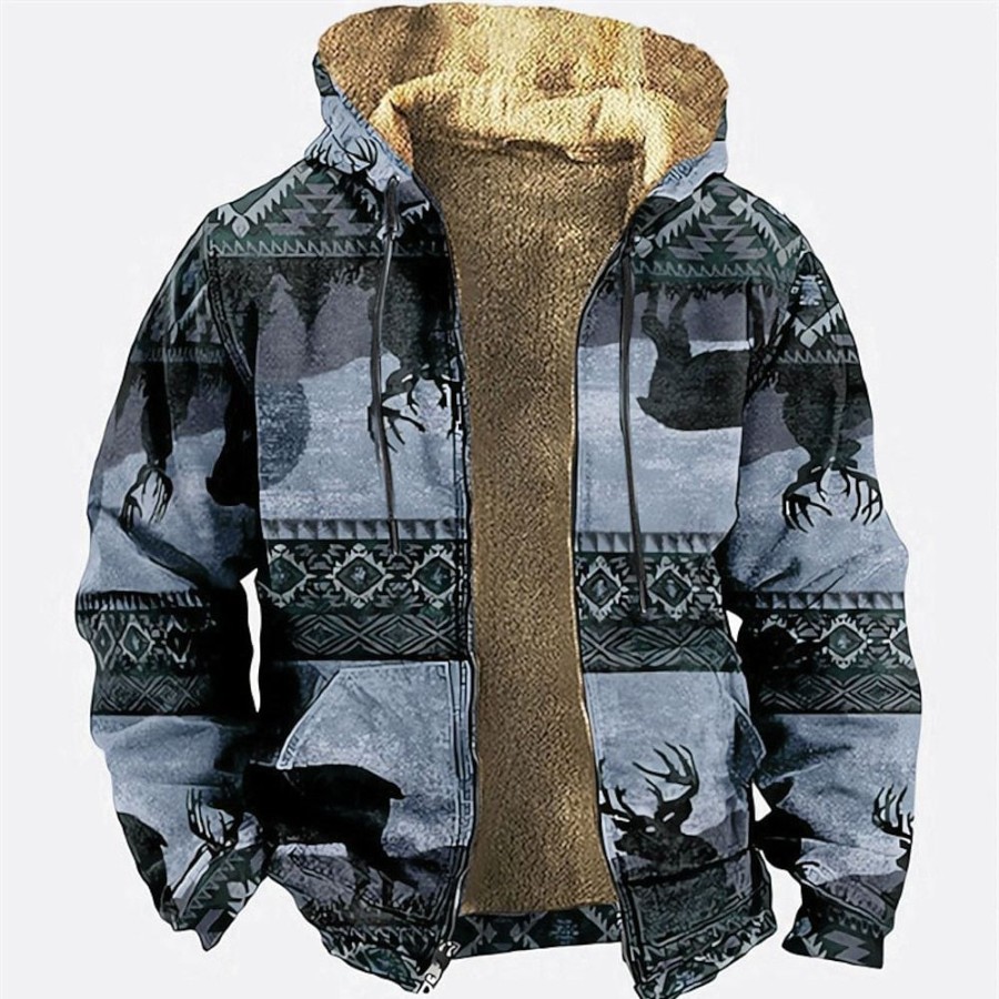 Sweats A Capuche Et Sweat-Shirts LITB | Animal Chaque Homme Du Quotidien 3D Effet Sweat A Capuche Zippe Vacances Sortie Sweats A Capuche Manche Longue Capuche Toison Hiver Designer Sweat A Capuche