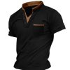 T-Shirts Et Debardeurs Pour Hommes LITB | Homme Chemise Henley Shirt T-Shirt Plein Col V Plein Air Vacances Manches Courtes Poche Avant Vetement Tenue Mode Design Basique