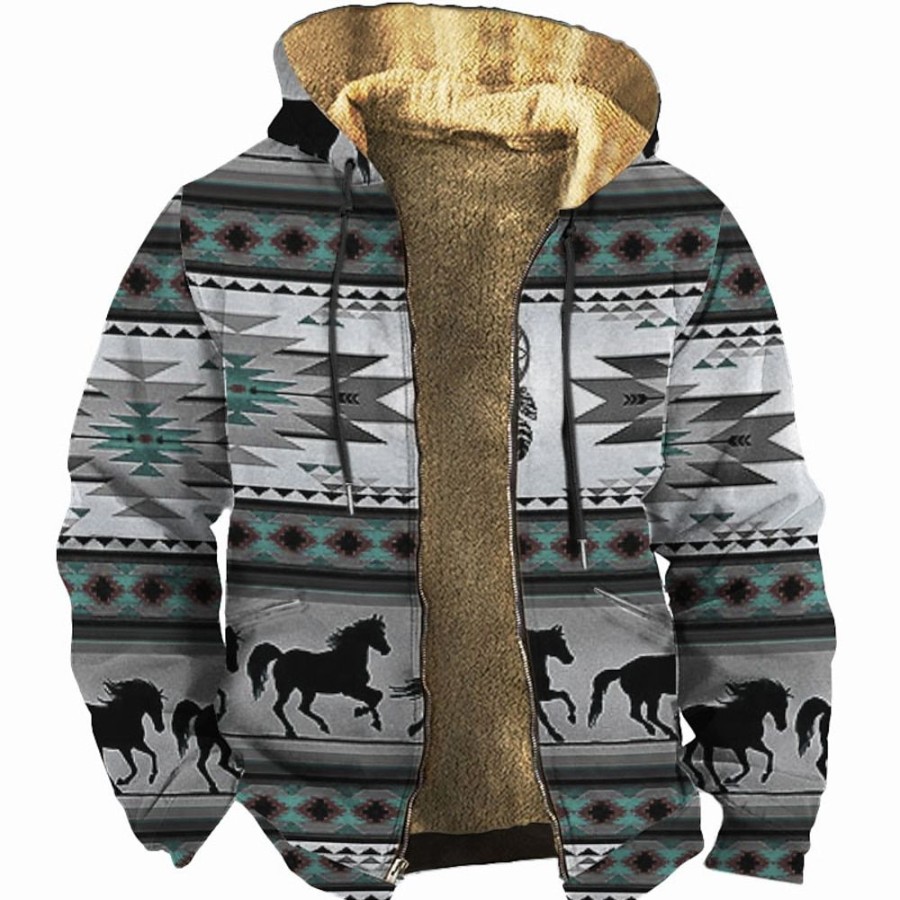 Sweats A Capuche Et Sweat-Shirts LITB | Graphic Ethnique Homme Du Quotidien 3D Effet Sweat A Capuche Vacances Sortie Sweats A Capuche Capuche Imprimer Toison Automne Hiver Designer Sweat A Capuche