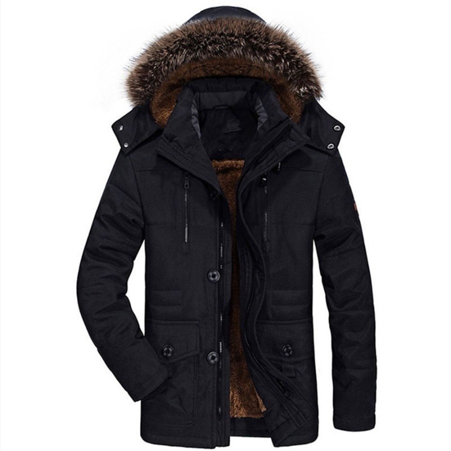 Vetements D'Exterieur Pour Hommes LITB | Homme Manteau D Hiver Veste D Hiver Doudoune Veste Matelassee Bordure En Fourrure Poche Full Zip Exterieur Plein Air Du Quotidien Longue Sportif Decontractees Chaud Respirable Automne Hiver Couleur