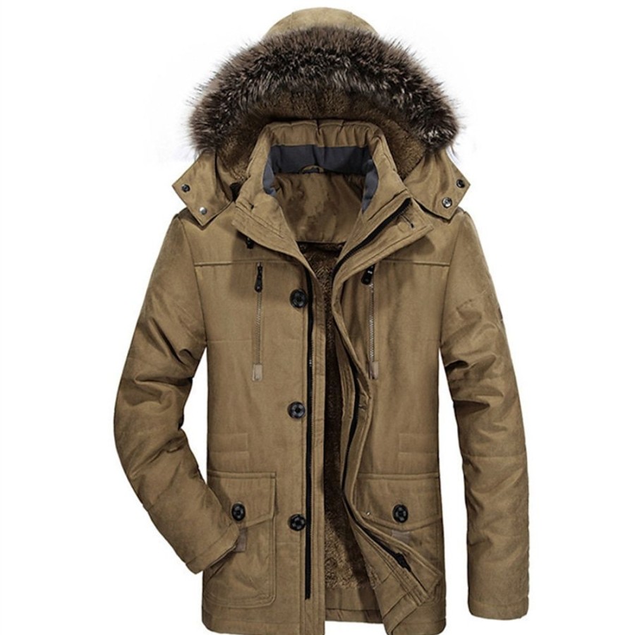 Vetements D'Exterieur Pour Hommes LITB | Homme Manteau D Hiver Veste D Hiver Doudoune Veste Matelassee Bordure En Fourrure Poche Full Zip Exterieur Plein Air Du Quotidien Longue Sportif Decontractees Chaud Respirable Automne Hiver Couleur