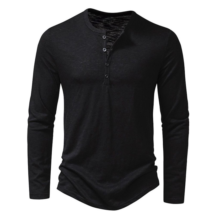 T-Shirts Et Debardeurs Pour Hommes LITB | Homme T Shirt Tee Chemise Henley Shirt T-Shirt Plein Henley Plein Air Vacances Manche Longue Vetement Tenue Mode Design Basique