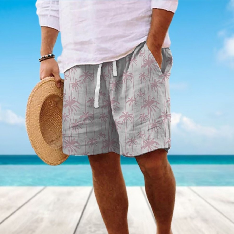 Bas Pour Hommes LITB | Homme Short D Ete Short De Plage Cordon Taille Elastique Impression 3D Graphic Cocotier Respirable Doux Court Casual Du Quotidien Vacances Vetement De Rue Hawaien Micro-Elastique