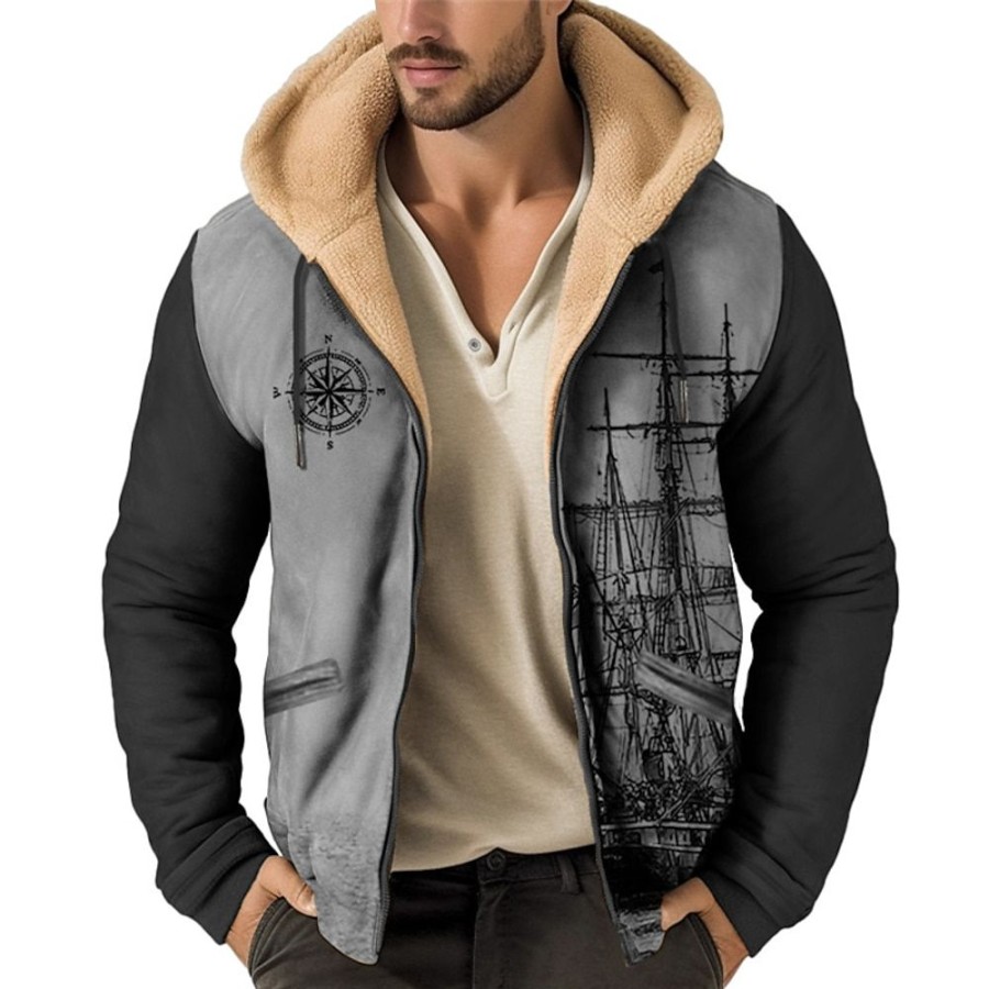 Sweats A Capuche Et Sweat-Shirts LITB | Graphic Bateau Homme Du Quotidien 3D Effet Sweat A Capuche Vacances Sortie Sweats A Capuche Manche Longue Capuche Imprimer Automne Hiver Designer Sweat A Capuche