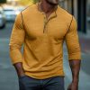 T-Shirts Et Debardeurs Pour Hommes LITB | Homme T Shirt Tee Chemise Henley Shirt T-Shirt En Tricot Gaufre T-Shirt Chemise A Manches Longues Bloc De Couleur Manches Raglan Henley Plein Air Vacances Manche Longue Vetement Tenue Mode Design