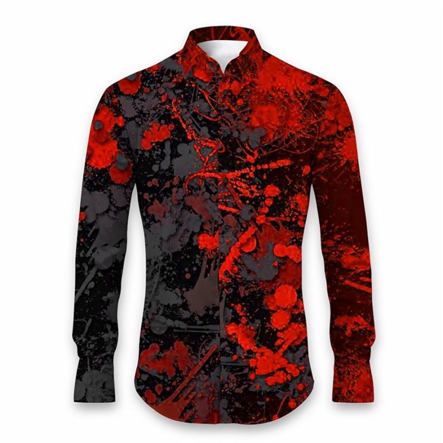 Chemises Pour Hommes LITB | Graffiti Abstrait Homme Chemise Usage Quotidien Sortie Automne Hiver Col Rabattu Manche Longue , , S, M, L Tissu Extensible Dans Les 4 Sens Chemise