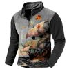 Sweats A Capuche Et Sweat-Shirts LITB | Graphic Bloc De Couleur Homme Sportif 3D Effet Sweat Shirt Sport Exterieur Vacances Sweats Manche Longue Quarter Zip Imprimer Printemps & Automne Designer Sweat A Capuche