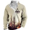 Sweats A Capuche Et Sweat-Shirts LITB | Graphic Bateau Homme Du Quotidien 3D Effet Sweat Shirt Vacances Sortie Vetement De Rue Sweats Manche Longue Quarter Zip Imprimer Toison Automne Hiver Designer Sweat A Capuche