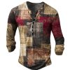 T-Shirts Et Debardeurs Pour Hommes LITB | Graphic Mosaique Mode Du Quotidien Decontractees Homme 3D Effet Chemise Henley Shirt Casual Vacances Sortie T-Shirt Manche Longue Henley Chemise Printemps & Automne Vetement Tenue S