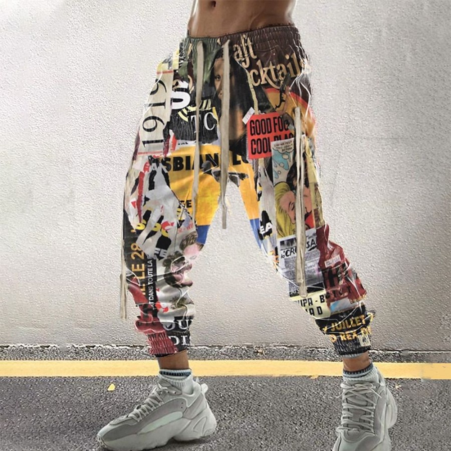 Bas Pour Hommes LITB | Homme Joggings Pantalon Jogger Pantalon Cordon Taille Elastique Impression 3D Abstrait Imprimes Photos Confort Sport Exterieur Casual Du Quotidien Melange De Coton Vetement De Rue Design