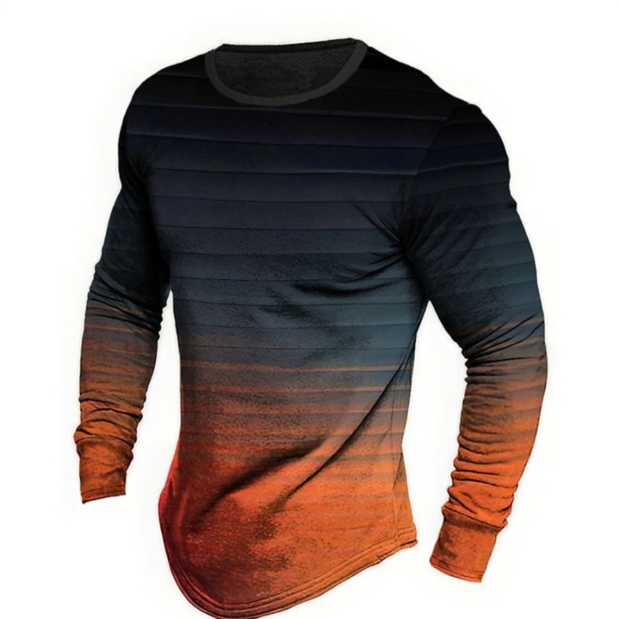 T-Shirts Et Debardeurs Pour Hommes LITB | Graphic Bloc De Couleur Mode Design Decontractees Homme 3D Effet T Shirt Tee Sport Exterieur Vacances Sortie T-Shirt Manche Longue Col Ras Du Cou Chemise Printemps & Automne