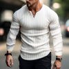 T-Shirts Et Debardeurs Pour Hommes LITB | Homme T Shirt Tee Chemise Henley Shirt T-Shirt Chemise A Manches Longues Plein Bande De Fosse Col V Plein Air Vacances Manche Longue Vetement Tenue Mode Design Basique