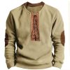 Sweats A Capuche Et Sweat-Shirts LITB | Homme Sweat Shirt Col Ras Du Cou Bloc De Couleur Lacet Patchwork Sport & Loisir Du Quotidien Vacances Vetement De Rue Basique Decontractees Printemps & Automne Vetement Tenue Pulls Capuche Pulls Kaki