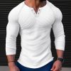 T-Shirts Et Debardeurs Pour Hommes LITB | Homme T Shirt Tee Chemise Henley Gaufree Chemise Henley Shirt T-Shirt Chemise A Manches Longues Plein Henley Plein Air Vacances Manche Longue Vetement Tenue Mode Design Basique